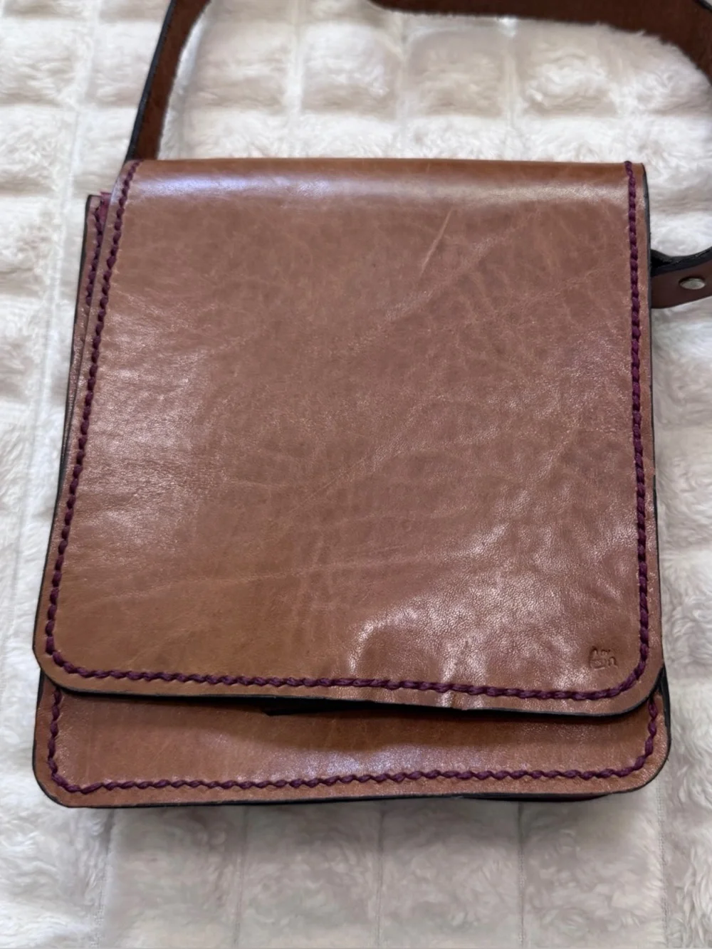 Handmade Brown Leather Crossbody Bag Handbag Adjustable Strap Western Bohemian